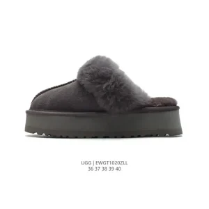 UGG Women's Wool-Lined Winter Slippers with Waterproof Leather and Anti-Slip Sole