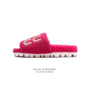 MIU MIU Women's Winter Furry Flat Slipper Sandals 2024 New Autumn Collection