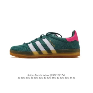 Adidas Originals Gazelle Indoor Retro Leather Sneakers with Gum Sole