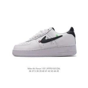 Nike Air Force 1 '07 Low White Leather Casual Sneakers with Air Cushioning