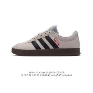 Adidas VL Court 2.0 Shoes White T-Shape Toe Sneakers for Men and Women