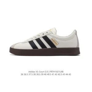 Adidas VL COURT 2.0 Shoes White Leather Court Style Sneakers