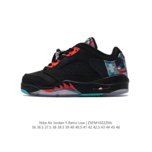 Jordan Air 5 Retro Low Black Metallic Silver Men's Basketball Shoes