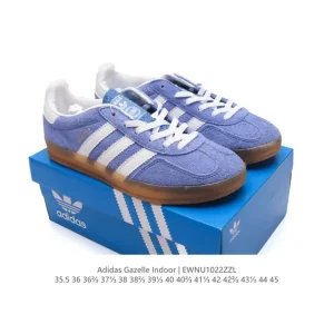 Adidas Originals Gazelle Indoor Retro Leather Sneakers with Gum Sole