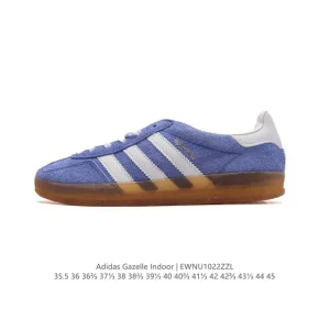 Adidas Originals Gazelle Indoor Retro Leather Sneakers with Gum Sole