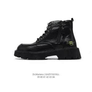 Dr Martens Men's Side Zip Leather Boots with Chunky Sole