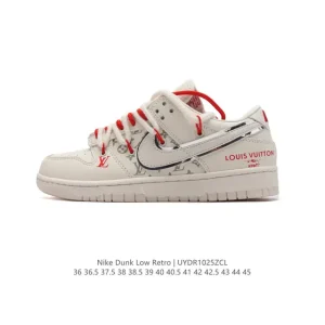 Nike Dunk Low Retro LV Collaboration Vintage Basketball Sneakers with Dual Laces