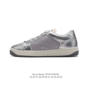 Gucci Ace Vintage Leather Low Top Sneakers Classic White Rubber Sole