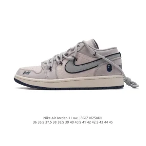 Jordan AJ1 Low SJ9950-019 White Black Red Leather Sneakers