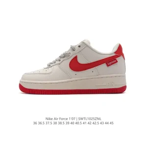 Nike Air Force 1 Low 07 White Leather Sneakers with Air Cushion