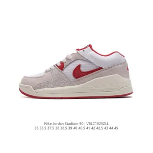 Jordan Stadium 90 AJ90 White Leather Mesh Sneakers with Formula 23 Cushioning
