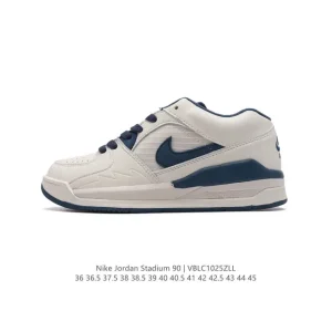 Jordan Stadium 90 White Leather Mesh Sneakers with Formula 23 Cushioning
