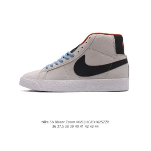 Nike Blazer Mid White Black Leather High Top Sneakers