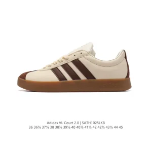 Adidas VL COURT 2.0 Shoes White Leather Sneakers for Men and Women