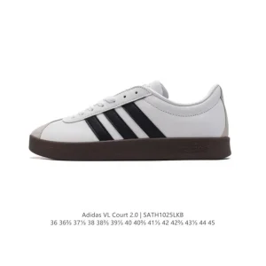 Adidas VL Court 2.0 Shoes White Leather Sneakers for Men and Women