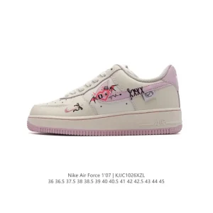 Nike Air Force 1 07 Low White Leather Sneakers with Air Cushion