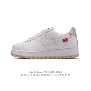 Nike Air Force 1 '07 Low White Leather Sneakers with Air Cushioning