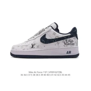 Nike Air Force 1 '07 Low LV Edition White Leather Sneakers with Air Cushioning