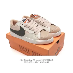 Nike Blazer Low '77 Jumbo Sneakers with Oversized Swoosh and Wide Laces