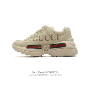 Gucci Rhyton Leather Platform Sneakers White Vintage Style