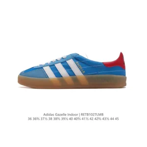Adidas Originals Gazelle Indoor Retro Leather Sneakers with Gum Sole
