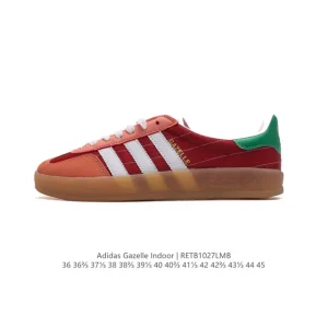 Adidas Originals Gazelle Indoor Retro Leather Sneakers with Gum Sole
