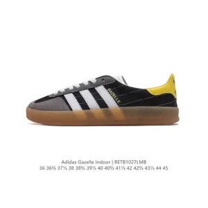 Adidas Originals Gazelle Indoor Retro Leather Sneakers with Gum Sole