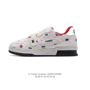 Louis Vuitton Trainer Sneaker Low White Canvas Men Shoes