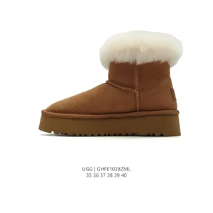 UGG Classic Short Horn Button Mid Calf Sheepskin Snow Boots for Women