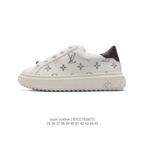 Louis Vuitton Trainer Sneaker Low Smooth Leather White Thick Sole
