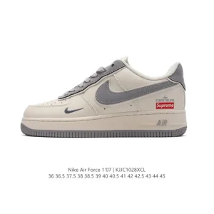 Nike Air Force 1 07 Low White Leather Sneakers with Air Cushion Sole