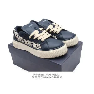 Dior Men's Low-Top Sneakers White Leather Luxury Casual Shoes