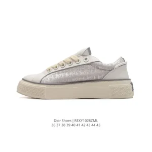Dior Men's Low-Top White Sneakers with Thick Sole