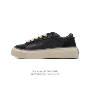 Dior Men's Low-Top Luxury White Sneakers with Thick Sole