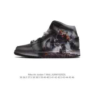 Nike Air Jordan 1 Mid Black Myth Wukong Basketball Shoes for Men and Women