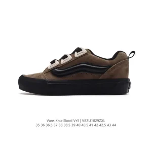 Vans Knu Skool VR3 LX Chunky Leather Sneakers in Black and White