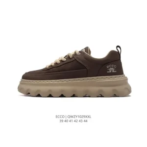 ECCO Men's Leather Chunky Sole Sneakers for Casual Wear
