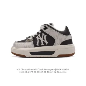 MLB Chunky Liner Mid Retro Streetwear Leather Sneakers