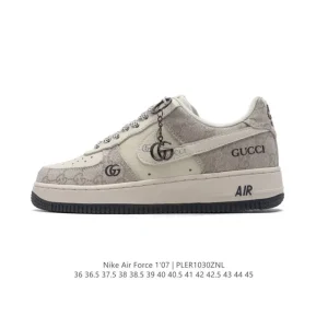 Nike Air Force 1 Low Gucci Collaboration White Leather Sneakers