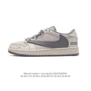 Jordan Military Blue AJ1 Low OG SP Reverse Swoosh Leather Sneakers