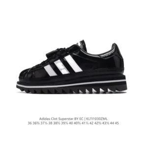 Adidas CLOT Superstar Shark Teeth Thick Sole Unisex Sneakers Limited Edition