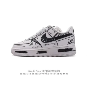 Nike Air Force 1 Low 07 White Leather Sneakers with Air Cushion Sole