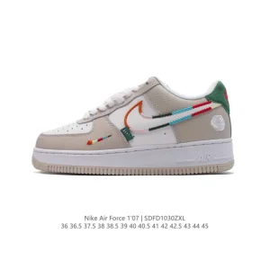 Nike Air Force 1 07 Low White Leather Casual Sneakers with Air Cushioning
