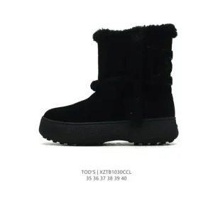 Tod's Style High-Top Winter Snow Boots for Women with Fur Lining