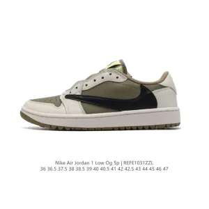 Jordan Air 1 Low OG SP Military Blue Reverse Swoosh Leather Sneakers