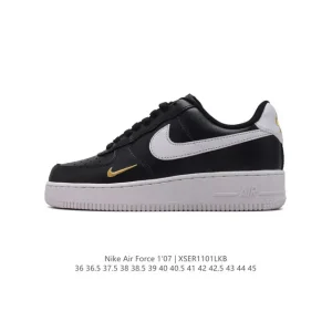 Nike Air Force 1 '07 Low White Leather Casual Sneakers with Air Cushioning