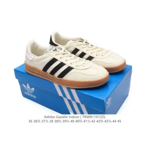 Adidas Originals Gazelle Indoor Retro Leather Sneakers with Gum Sole