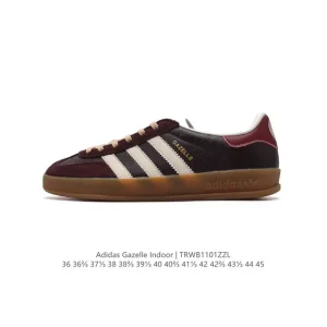 Adidas Originals Gazelle Indoor Retro Leather Sneakers with Gum Sole