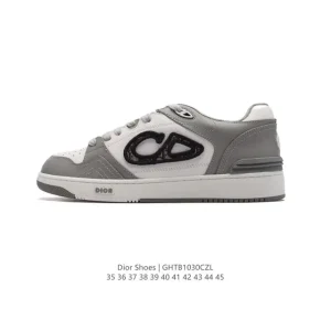 Dior Men's and Women's Luxury White Sneakers with Thick Sole