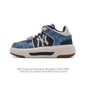 MLB Chunky Liner MID Retro Street Style Leather Sneakers for Men